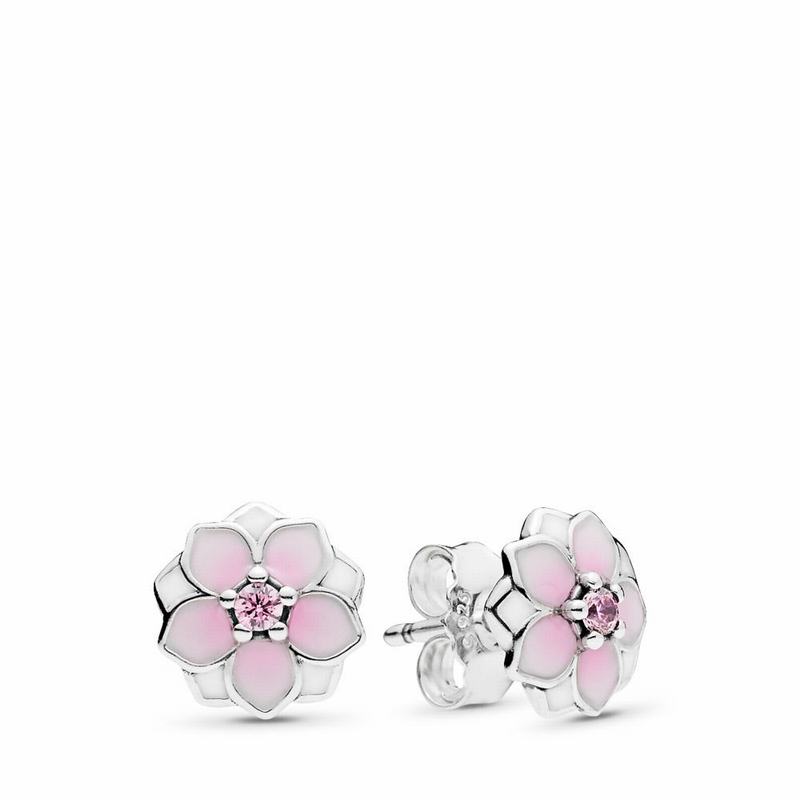 Pandora Pink Magnolia Flower Stud Earrings NZ Sale, Sterling Silver (204856-LAS)